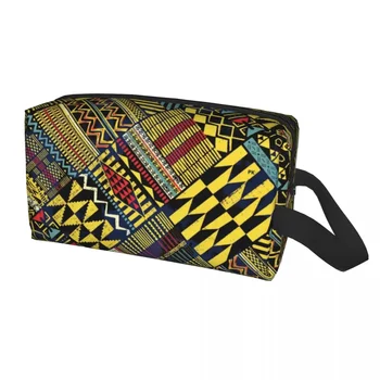 Mozaik Kitenge Ankara Nigerija Potovanja Toaletnih Vrečko za Afriške slog Oblikovanja, Tiskanja Ličila Kozmetični Vrečko Lepoto Shranjevanje Dopp Kit