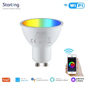 WiFi Tuya Smart LED Luči GU10 Žarnice RGBW C+W Bela 5W možnost zatemnitve Svetilke Smart Življenje Daljinski upravljalnik Deluje Z Alice Alexa Google