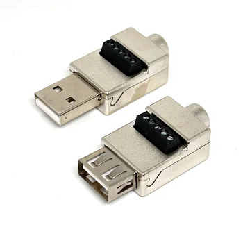 1Pcs 4/5Pin USB 2.0 Tip Moški Ženski Obrnite Kovinsko lupino Priključek USB Vklopite Terminala bi se Izognili Varjenje Priklopi USB Plug Glavo Priključek