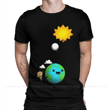 Solarni Sistem 2021 Nov Prihod Tshirt Planetarni Sprehod Edinstveno Crewneck Bombaž za Moške Srajce Flus Velikost
