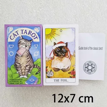 12x7 cm Mačka Tarot Krovom Kartice Igre, Papirja, Ročni