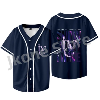 IVE Logotip T-majice Tour Merch Baseball Suknjič WomenMen Moda Priložnostne KPOP Slog Kratek Rokav Tee