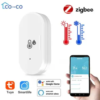 Tuya Zigbee Temperatura Vlažnost Senzor Z Baterijo APP Remote Monitor Za Pametni Dom Var Smart Življenjsko Delo Z Google Pomočnik