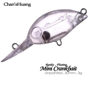 Chan'sHuang 30PCS Unpainted Prazne Vabe 5 cm 3g Ropota Flaoting Mini Crankbait DIY Ročno Umetno Ribolov Vaba Reševanje