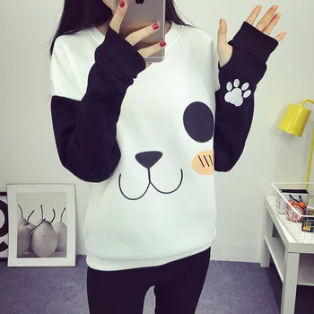 Kawaii Panda Puloverji Ženske Svoboden Plišastih Sweatshirts Indie Harajuku Slog 2021 Pomlad Auutmn Nov Modni Loog Rokav Puloverji