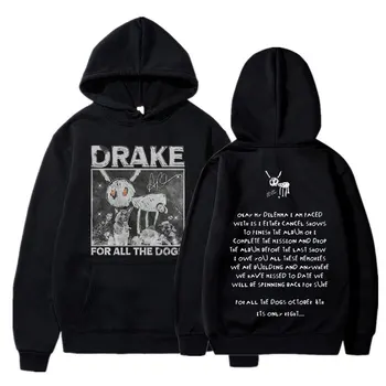 Rapper Drake Glasbeni Album za Vse Pse Hoodies Moških Hip Hop Letnik Dolg Rokav Prevelik Hoooded Sweatshirts Y2K Ulične