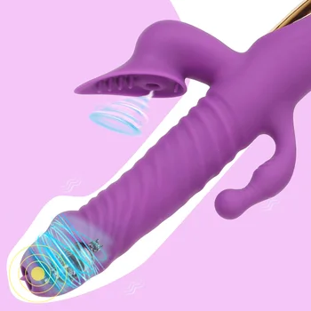 Rabbit Vibrator, Vibrator Jezika Lizanje in Sesanje Klitoris in G-spot Vagina Masturbirajo Dvojno Penetracijo, ki se Razteza Vibratorji