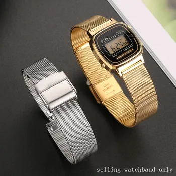 Vintage majhnih kvadratnih kovinskih watchband za CASIO A159w-n1 A158WA A168 pašček iz nerjavečega jekla zapestnico 18 mm manšeta dodatki