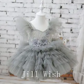 Jill Želijo Luksuzni Elegantno Baby Girl Oblačenja Sequined Pearl Princesa Otroci, Poroka, Rojstni Dan Maturantski Obleki Prvo Obhajilo 2024 J218