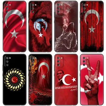 Turčija zastavo Ohišje Za Samsung Galaxy A03S A02S A01 A03 Jedro A10S A20S A20E A30 A40 A41 A6 A7 A8 A9 + 2018 A5 2017 Črni Pokrov