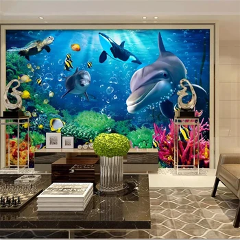 beibehang ozadje po Meri 3D stereo zidana morskega dna svetu dolphin TV ozadju stene dekorativno pleskanje dnevne sobe 3d ozadje