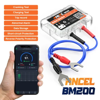 ANCEL BM200 12V Akumulator Tester Bluetooth4.2 Baterija Zaslon Zdravje Baterijo Vstavite Analizator za Litij & Svinčeno-Kislinske Baterije