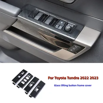 Avto Steklo za Dviganje Gumb Plošča Okvir Pokrova ABS Ogljikovih Vlaken Vzorec Anti-Scratch Trim Nalepke Za Toyota Tundra 2022 2023
