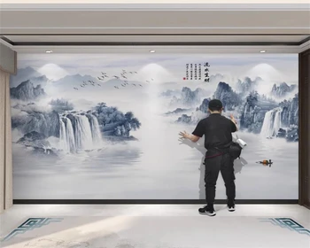beibehang Prilagojene TV ozadju, dnevni prostor kavč, novi Kitajski slog imitacija marmorja črnilo krajine ozadje