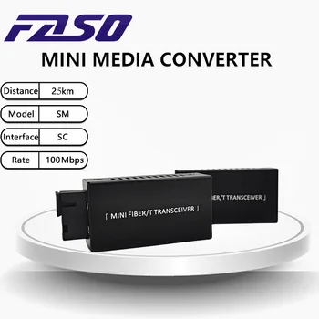 1Pair 10/100M Mini Enotni Vlakna, Optični Sprejemnik, Fibra, Optično 25KM/B SingleMode SC Stikalo Optični Ethernet Media Converter