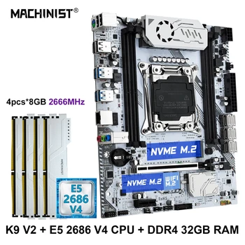 MACHINIS X99 Matično ploščo Kit Komplet LGA 2011-3 Xeon E5 2686 V4 CPU Procesor DDR4 4*, 8GB Pomnilnika M-ATX M. 2 NVME SSD usb3.0 k9 v2