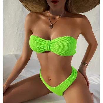 2023 Seksi Push Up Ženske Bikini Kopalke Visoko Pasu Tangice Trdna Kopalke Brazilski Bikini Komplet Plaži kopalke Ženske 2piece Set