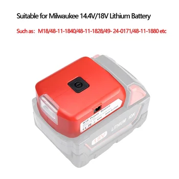 M18 Za Milwaukee 14.4/18V Baterija Adapter za Polnilnik Z 3W LED svetilka Delovna Svetilka Svetilka Dvojna Vrata USB DC 12V Izhod