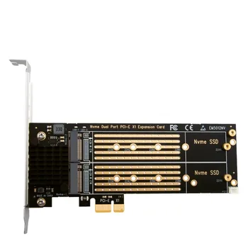 PCIe Za M2 NVME vmesniško Kartico PCIe X1 2Port NVME M Ključ SSD Pretvornik M. 2 PCI Express X1 Adapter Širitev Kartico Riser