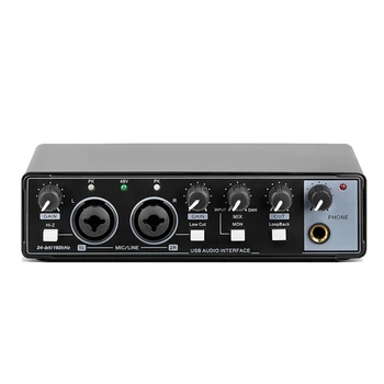 1 KOS Zvočne Kartice Studio Snemanje USB Avdio Vmesnik, Zvočne Opreme 48V Phantom Za Snemanje Črna