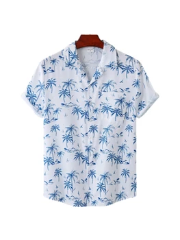 Hawaiian moška Majica Kratek 3D Tiskanje Rokav Poletje Anime Kokosovo Drevo Vzorec Moški Oblačila Vrhovi Priložnostne POČITNICE Beach Slog