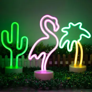 USB LED Neon Luči Flamingo Rainbow Unicorn decoración Noč Svetlobe Neon Znak baterijsko Božič Soba Dekor LED Sijalka