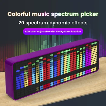 LED Glasbeni Spekter Zaslon RGB Svetlobe Barvit Spekter Pickup Vzdušje Svetilke Elektronska Ura Glasovni Nadzor Nivoja polnjenja USB