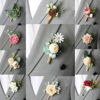 Boutonnieres Cvetje, Poročni Dodatki, Poročni Zapestje Corsage Buttonhole Groomsmen Boutonniere Za Moške Mariage Dodatki