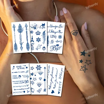 8Pcs/Veliko debelo začasni tattoo nalepke zeliščni sok črnilo naravne telesne umetnosti slikarstva odraslih roko zapestje tatoo ponaredek star besede