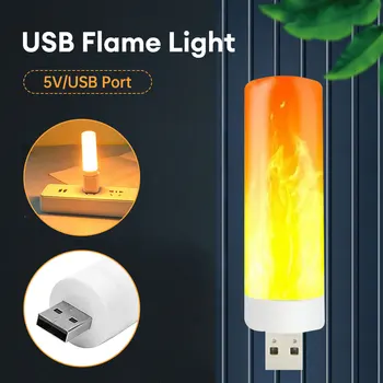 USB LED Plamen Svetilke Mini Vzdušje Utripa Sveča, Luč Neposredno Plug-in Simulacija Plamena Knjiga Svetilka za Kampiranje Razsvetljavo