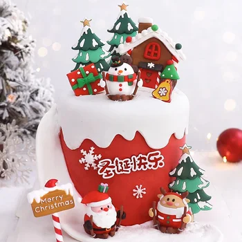 Vesel Božič Peko Torto Dekoracijo Novo Leto, Santa Claus Snežaka Elk Okras Božično Drevo Cupcake Vstavite Božič Torto Toppers