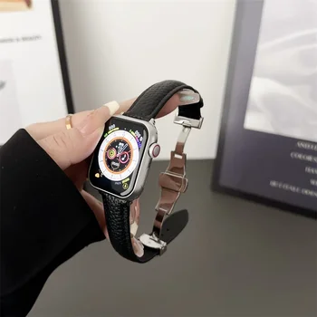Slim usnje, usnjeni trak za Apple Watch ultra band 49 mm serije 7 8 41/45mm correa 38/42mm Zapestja iWatch SE 6 5 4 3 40 mm/44 mm