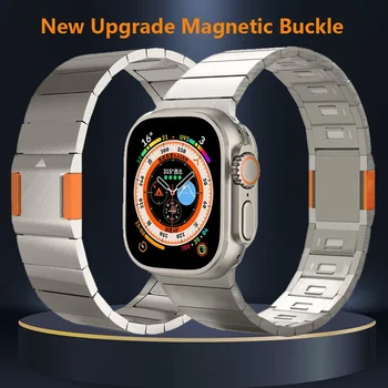 Novo Nadgradnjo Magnetne Sponke Povezavo Za Apple Watch Ultra 2 49 mm Band 9 8 7 44 45 mm Nastavljiva Zapestnica iz Nerjavečega Jekla 42 Trak