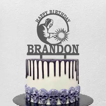 Osebno Varjenje Torto Pokrivalo Ime Po Meri Starost Happy Birthday Varjenje Silhueto Varilec Rojstni Dan Torta Dekoracijo Pokrivalo