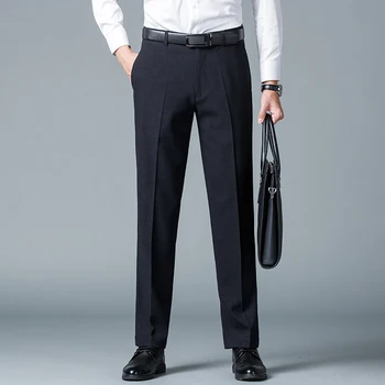 Visoka Kakovost Mens Obleko Hlače Moški Obleko Hlače Naravnost Business Casual Obleke, Hlače Formalno Urad Za Delo Klasične Črne Hlače