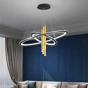 Sodobni LED krog lestenec za dnevno Sobo, Kuhinjo, Bar vzmetenje mansarda lestenec Aluminija Jedilnico Viseče svetilke