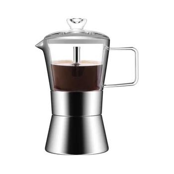 Moka Indukcijske Stovetop Espresso Kavo,Steklo-Top & Nerjavečega Jekla Espresso Moka Pot,Klasično italijansko Kavo, 240 ml