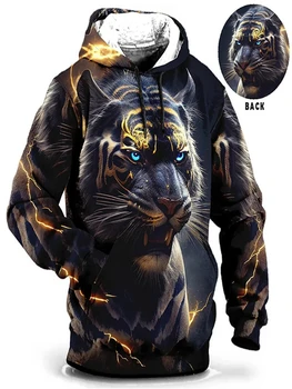 Moški pulover s kapuco 3d Tiger Natisnjeni Svoboden Oblikovalec Sweatshirts Pomlad Jesen Dolgimi Rokavi, Pulover 4XL Prevelik Harajuku Y2k Oblačila