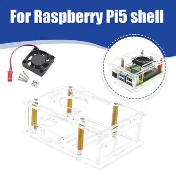 GeeekPi Raspberry Pi 5 Ohišje Z Ventilatorjem Raspberry Pi 5 Akril Primeru Fan Raspberry Pi 5 Ohišje Ventilatorja Z Heatsinks