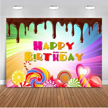  Candy Bar Happy Birthday Temo Ozadje za Fotografiranje Novorojenčka Baby Stranka Dekoracijo Ozadje za Foto Studio Prop