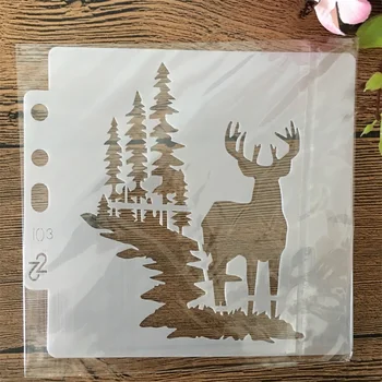 14x13cm Božič Gozd Jelen DIY Layering Matrice Slikarstvo Album Kolorit Reliefi Album Dekorativni Predlogo