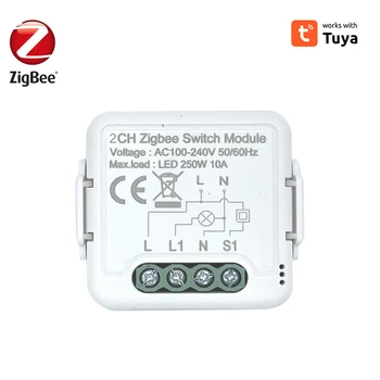Tuya ZigBee 3.0 Smart Stikalo Modul 10A DIY Breaker 1/2 Banda Podpira 2 Način Nadzora Avtomatizacije Modul Z Alexa googlova Domača stran