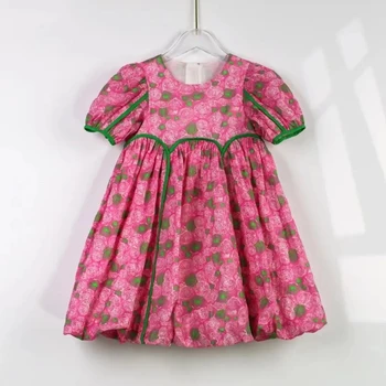 Poletje Otroci Bombaž Cvetlični Obleke za Dekleta Kratek Rokav Princesa Obleko Malčke Baby Girl ' Casual Obleko Otroci Oblačila 6 8 9
