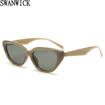 Swanwick UV400 retro sončna očala za moške, ženske TR90 polarizirana sončna očala mačka oči unisex ženska rjava zelena 2024 poletje slog