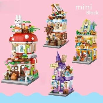 Puzzle kos Street view majhnih delcev gradnik diorama ustvarjalne igrače za otroška Božična darila