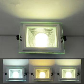 Stekla Kvadratnih LED Panel Luč 5W 10W 15W 25 W COB LED Downlight Vgradni, Stropni Spot Navzdol Svetlobe AC85-265V Notranjo Razsvetljavo Svetilka