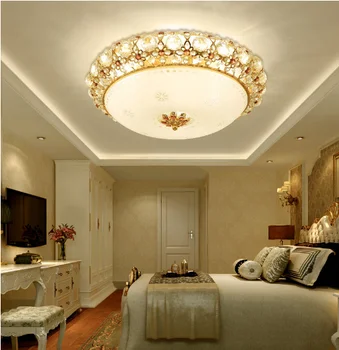 LED stropna svetilka luksuzni kristalno dnevna soba, spalnica romantična Evropska luksuzni aristocraticwarm poroko železa lučka D38 / 48/58 cm
