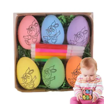 Velikonočna Jajca Slikarstvo Kit 6pcs DIY Velikonočni Obrti Doodle za Vgradnjo DIY pisanica Dye Okrasitev Kit Darilo, S 6 Oznake pisanica Dye