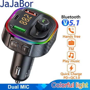 JaJaBor Avto FM Oddajnik Avto MP3 Player, Tip C PD 20W USB QC3.0 Hitro Polnjenje Avto Polnilnik, Prostoročno opremo Bluetooth 5.0 FM Modulator