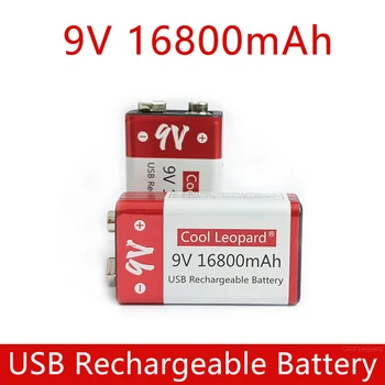 Novo 9V Polnilne Baterije 16800mAh Za Multimeter Mikrofon Igrača KTV Zamenjava 6F22 Micro USB Litijeve Baterije 9V